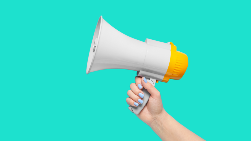 Person holding megaphone